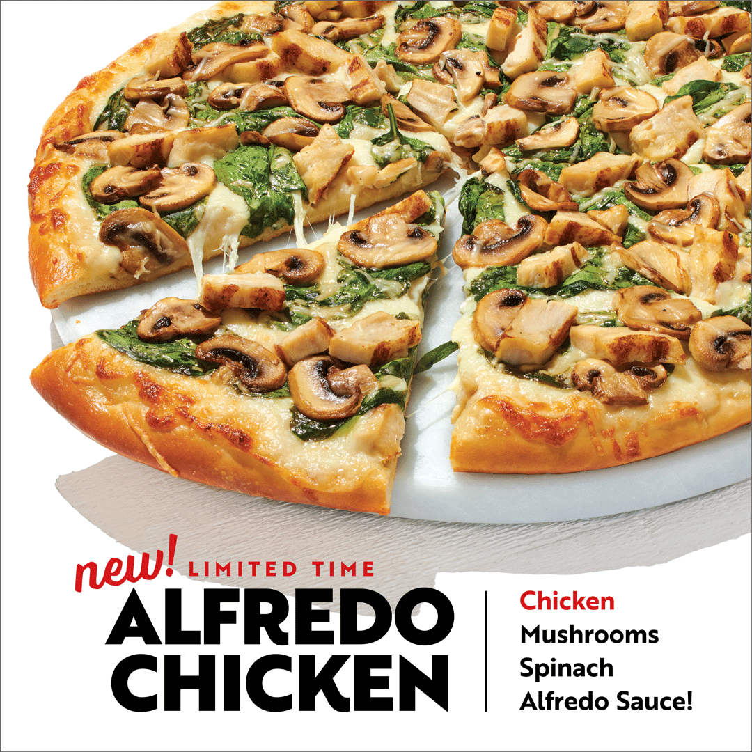 Papa Murphy’s Alfredo Chicken Pizza animated email campaign layouts, created by Priscilla Creative, a Portland, Oregon design agency.