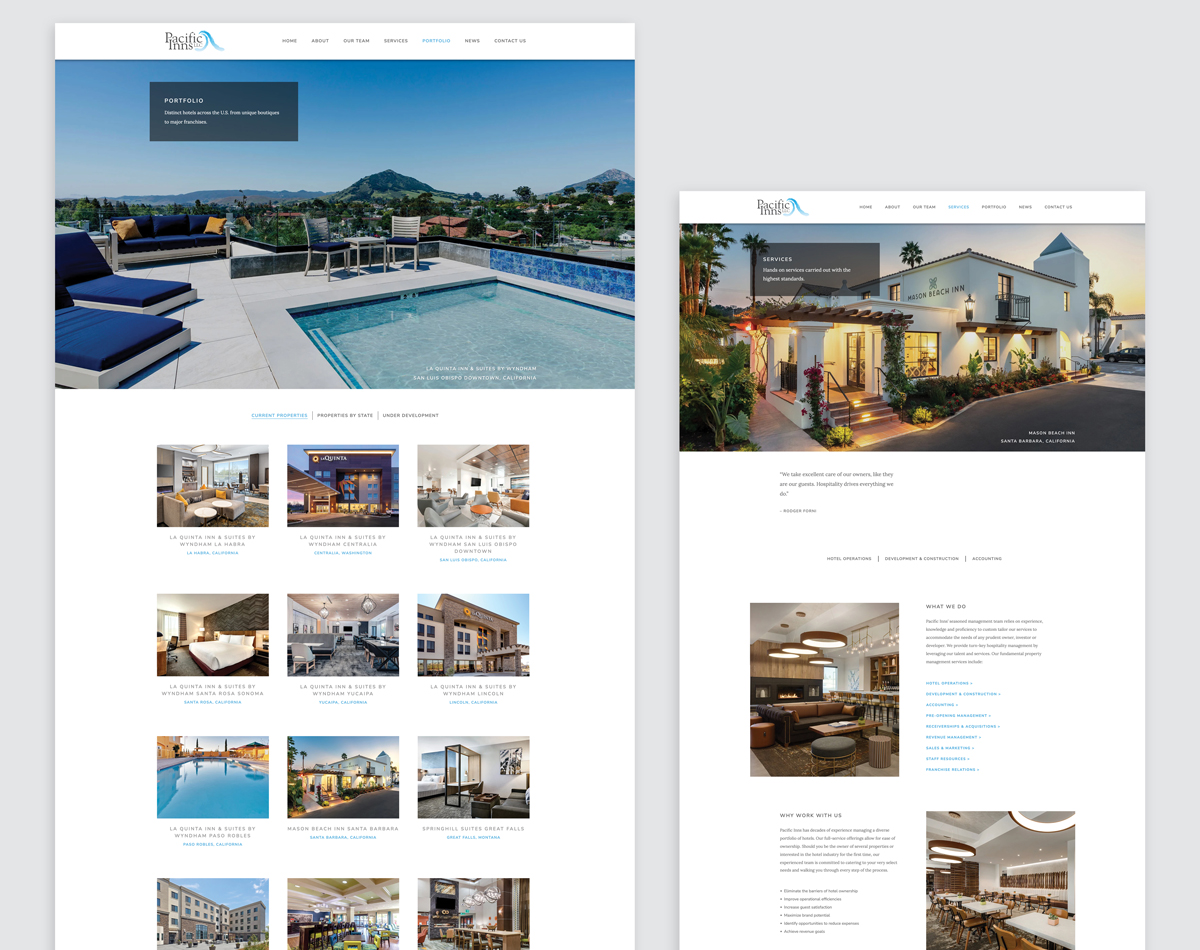 Pacific Inns Website Design Priscilla Creative Portland Oregon Hospitality Writing Maintenance Management Seo 3